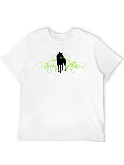 Horse Silhouette Graphic Print Tee - Black