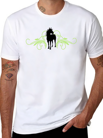 Horse Silhouette Graphic Print Tee - Black