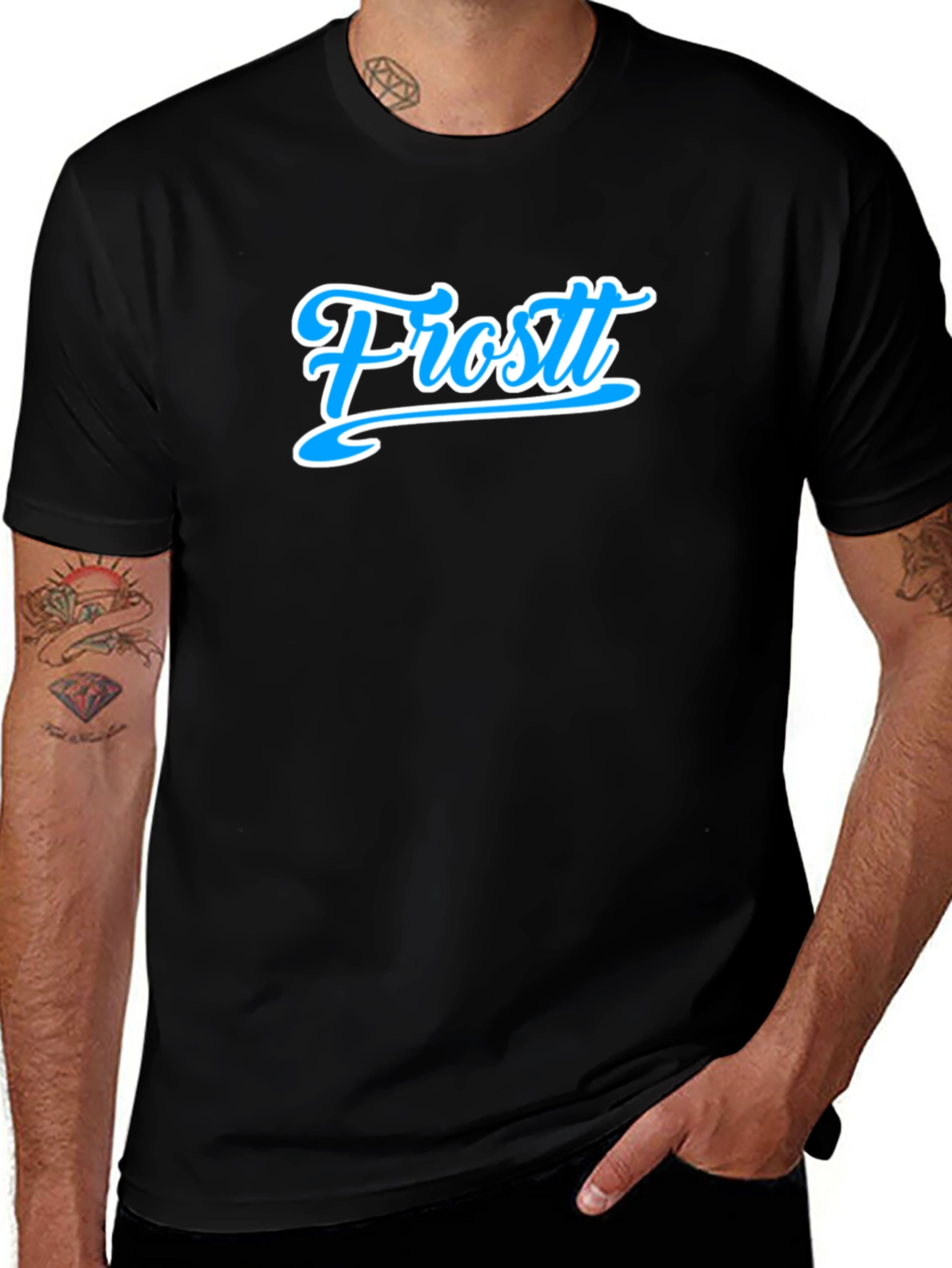 Black T-Shirt with Frost Logo - Casual Style