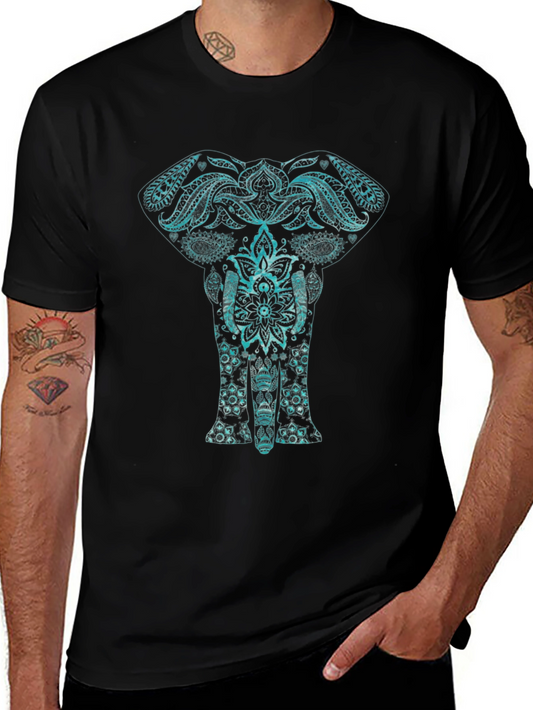 Elephant Mandala Graphic Tee - Black