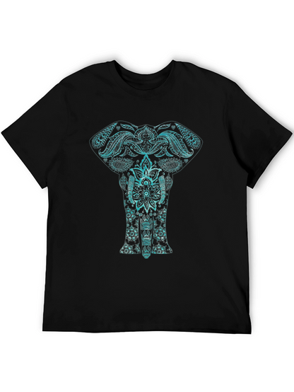 Elephant Mandala Graphic Tee - Black