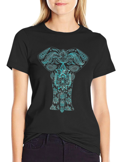 Elephant Mandala Graphic Tee - Black