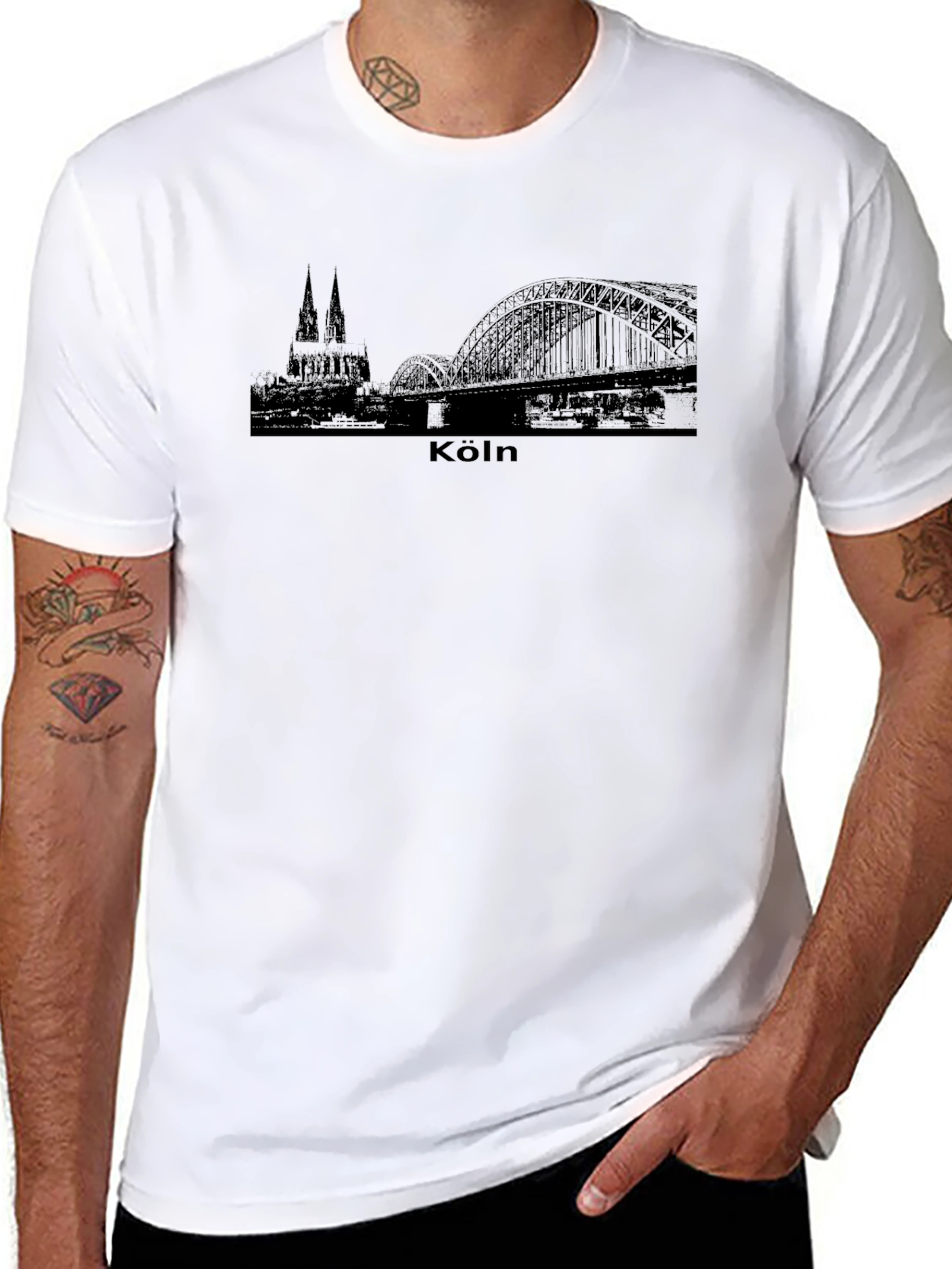 Köln Skyline Mens Black T-Shirt