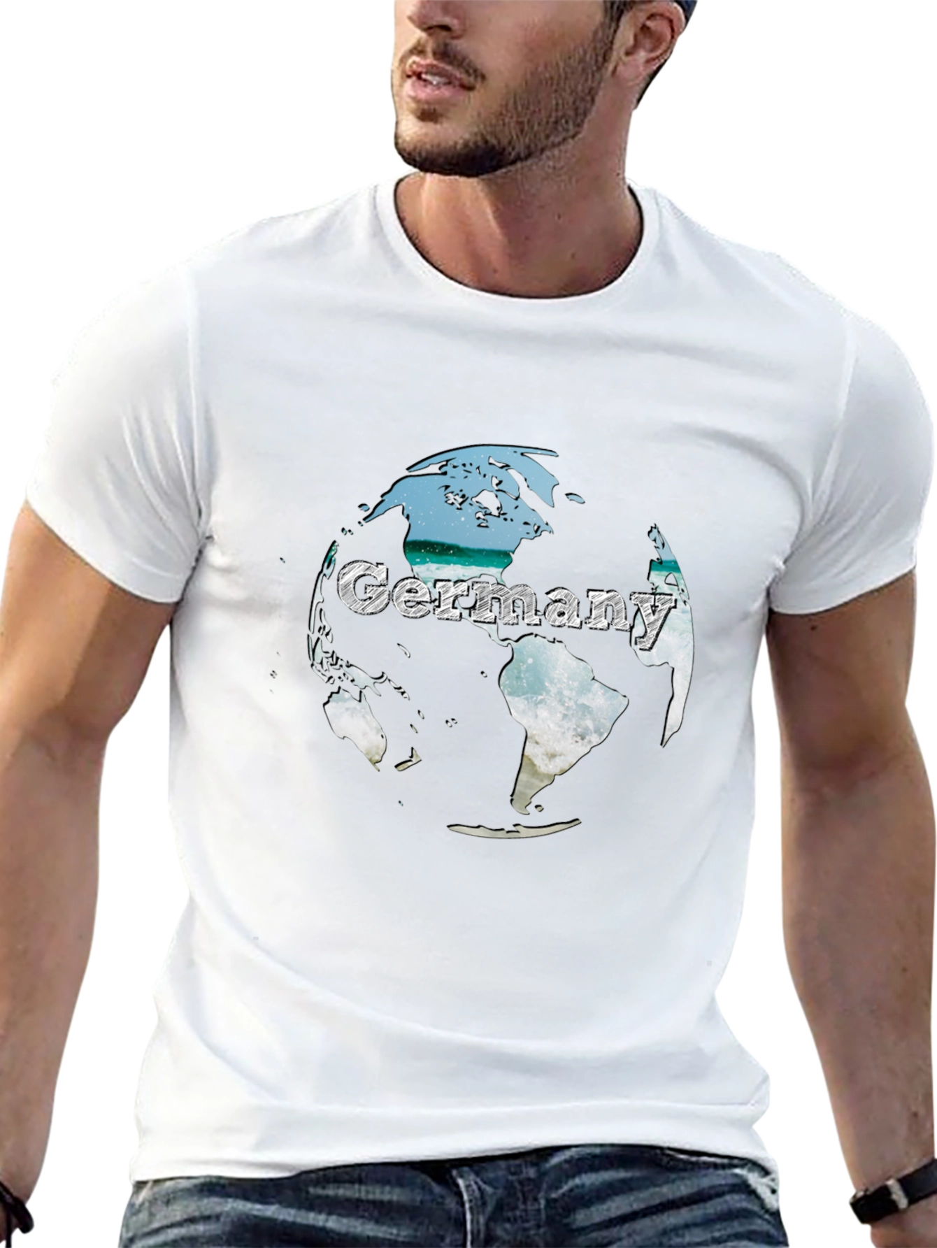 Germany Globe Graphic Tee - Black Crew Neck T-Shirt