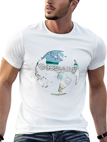 Germany Globe Graphic Tee - Black Crew Neck T-Shirt