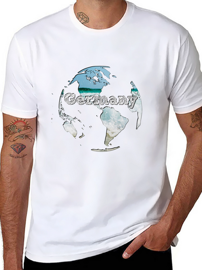 Germany Globe Graphic Tee - Black Crew Neck T-Shirt