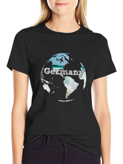 Germany Globe Graphic Tee - Black Crew Neck T-Shirt