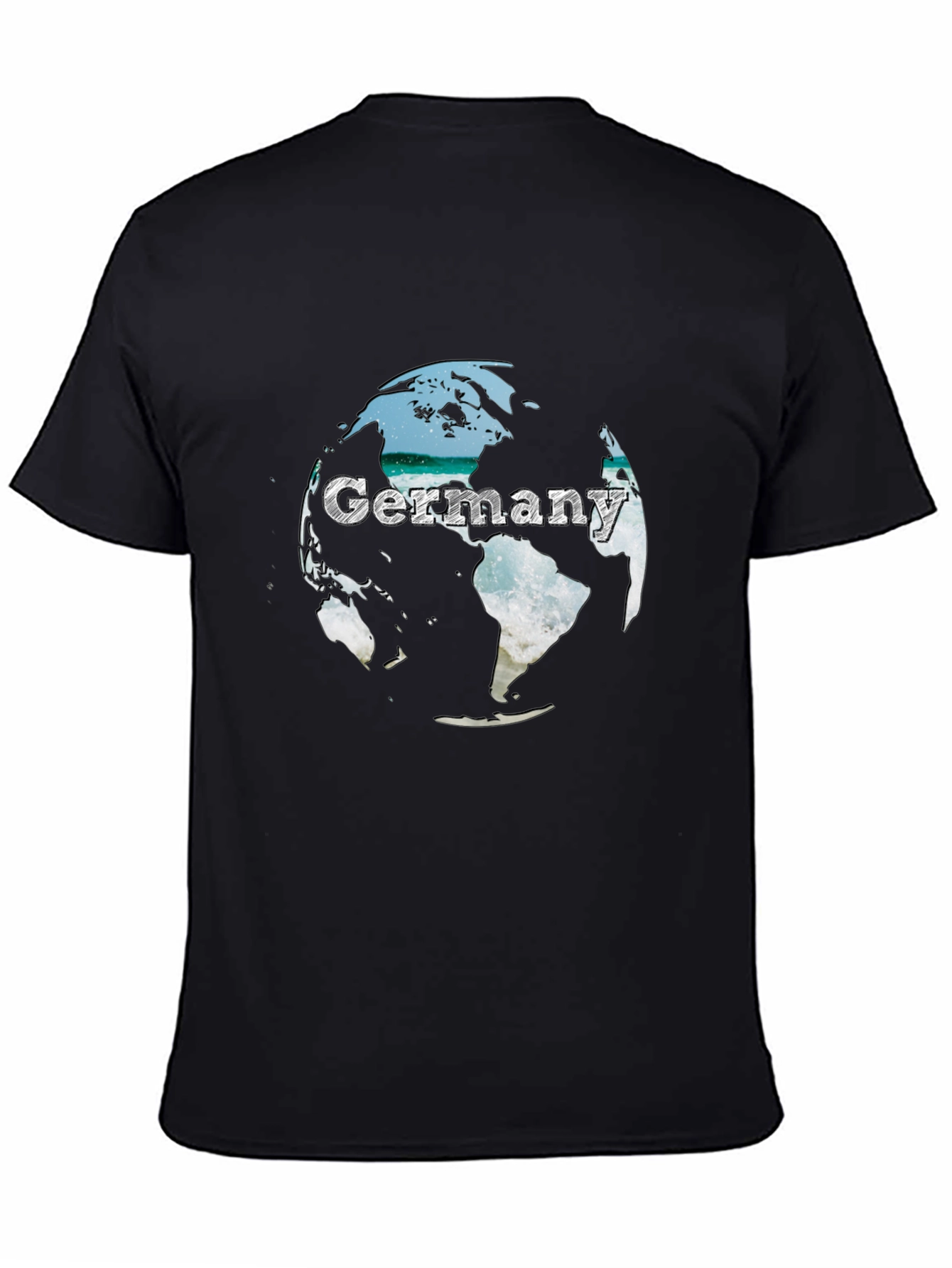 Germany Globe Graphic Tee - Black Crew Neck T-Shirt