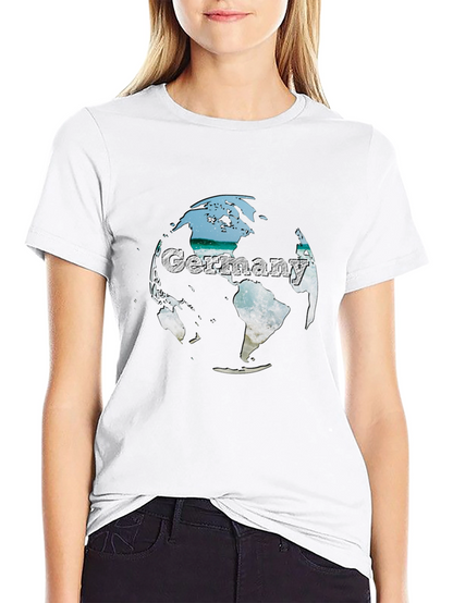 Germany Globe Graphic Tee - Black Crew Neck T-Shirt
