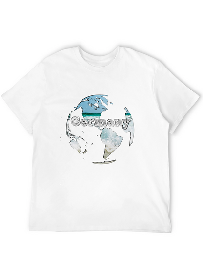 Germany Globe Graphic Tee - Black Crew Neck T-Shirt
