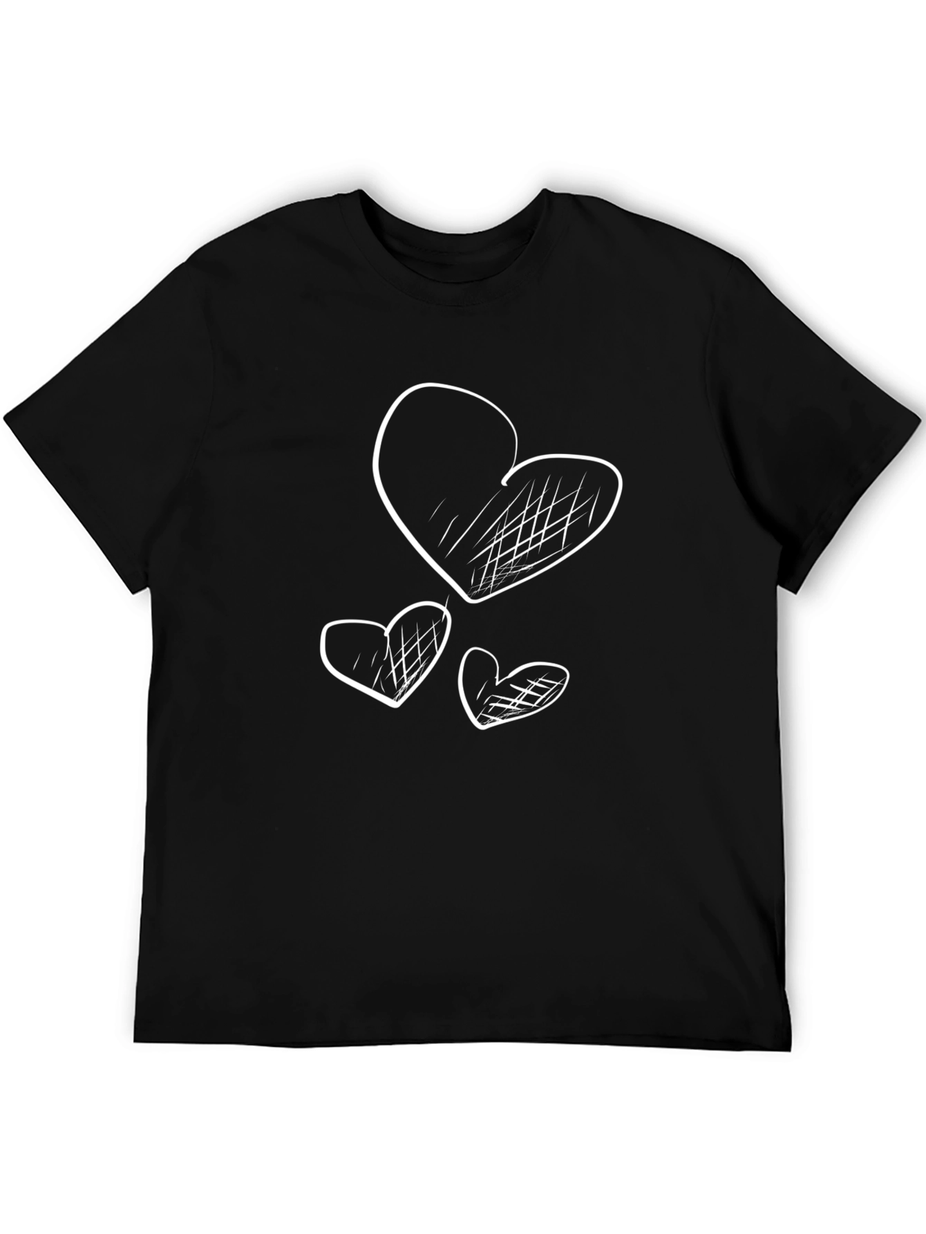 Heart Scribble Graphic T-Shirt - Casual Black Tee