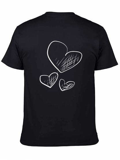 Heart Scribble Graphic T-Shirt - Casual Black Tee