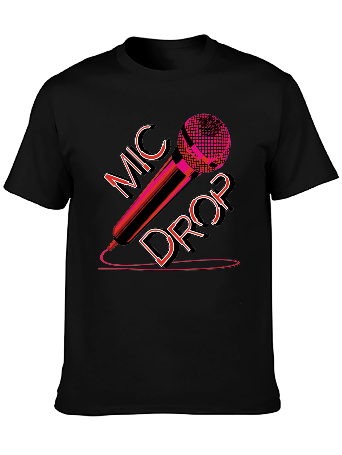 Mic Drop Graphic Tee - Black Cotton T-Shirt