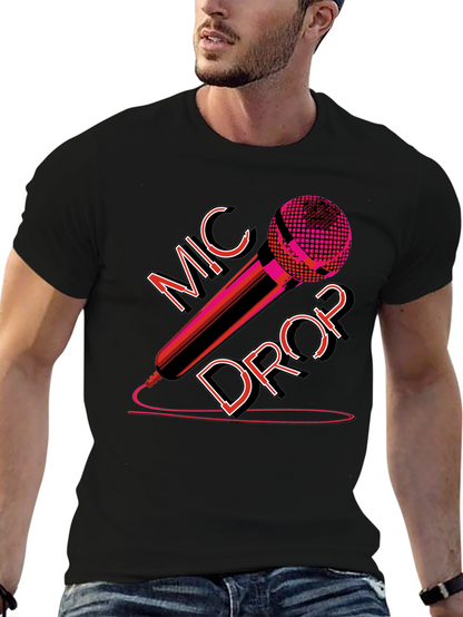 Mic Drop Graphic Tee - Black Cotton T-Shirt
