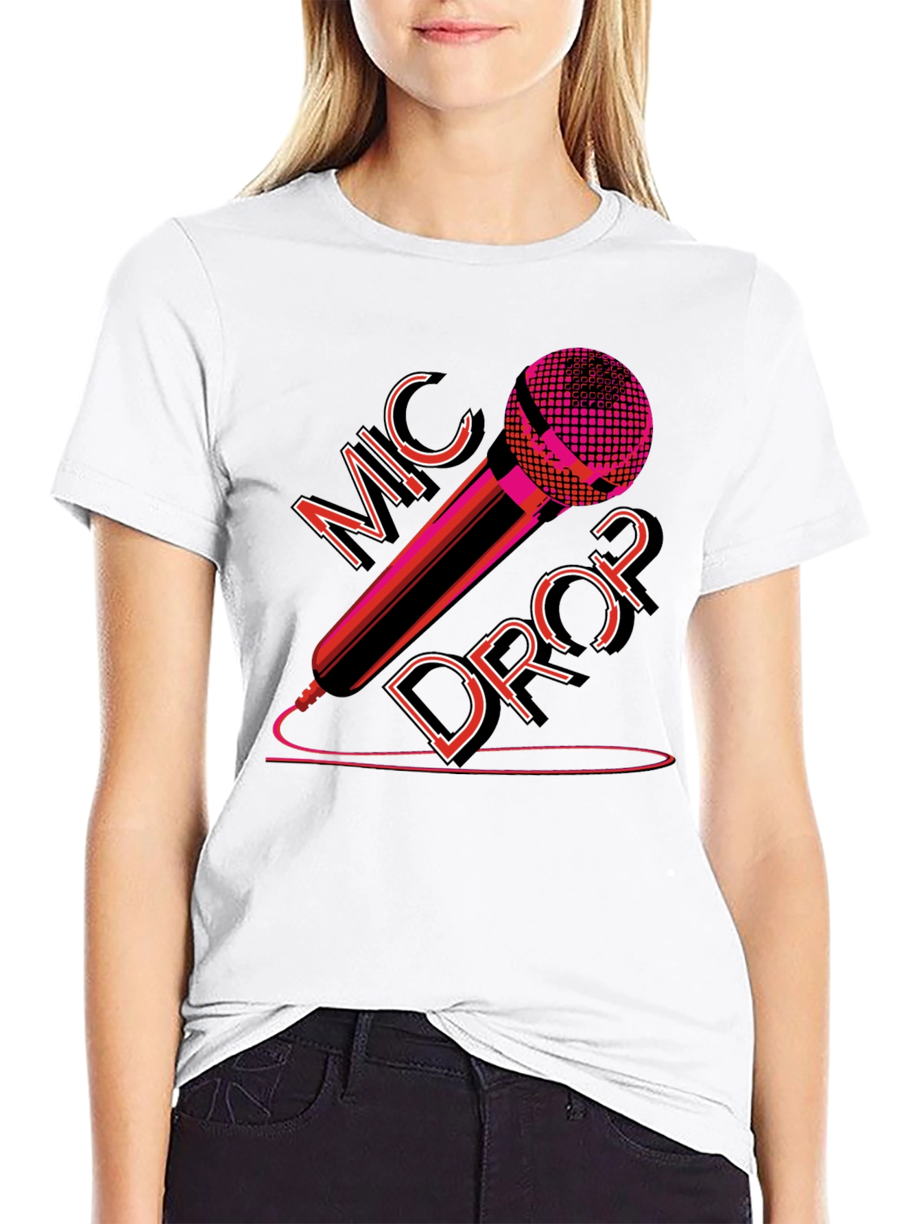 Mic Drop Graphic Tee - Black Cotton T-Shirt