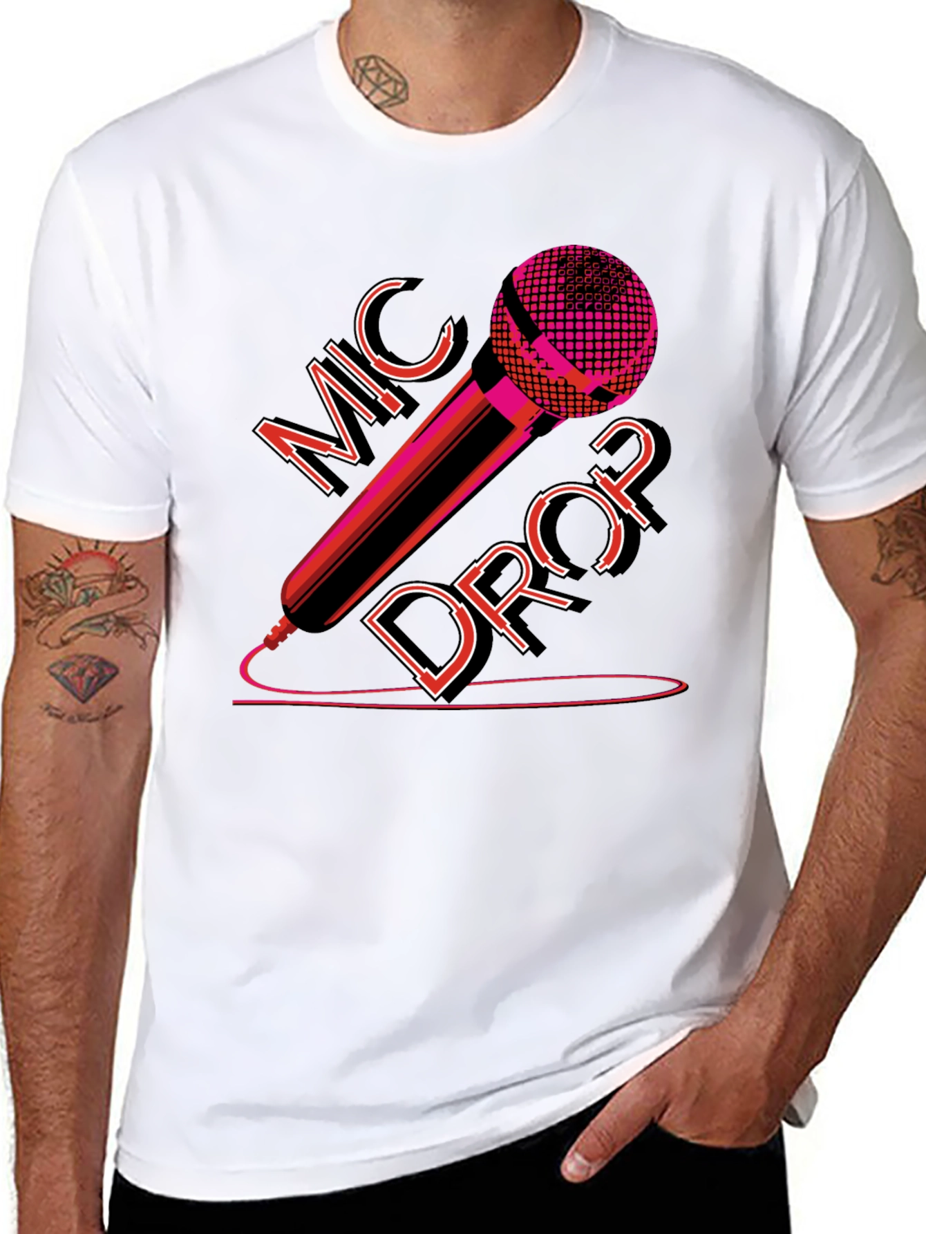 Mic Drop Graphic Tee - Black Cotton T-Shirt