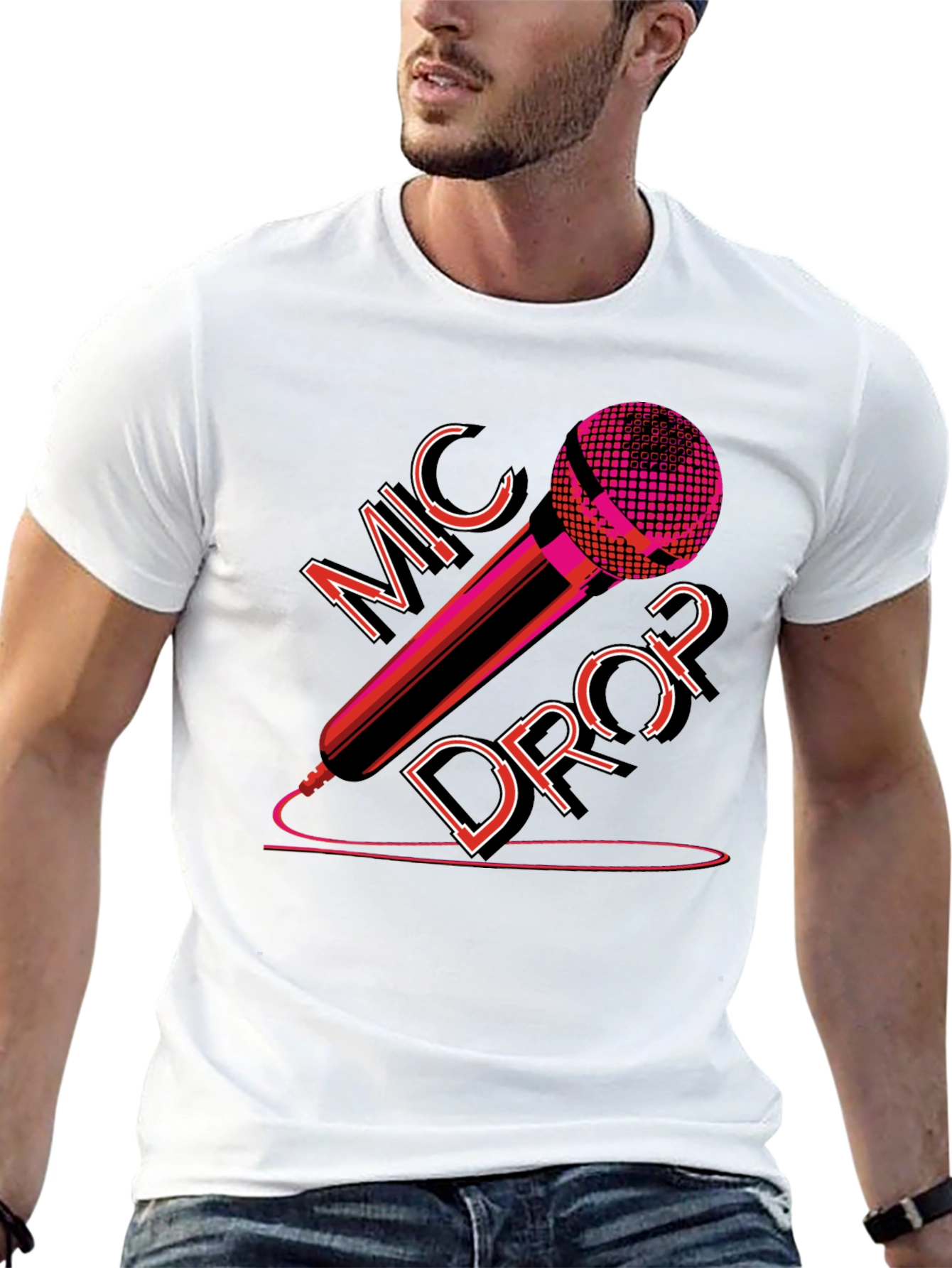 Mic Drop Graphic Tee - Black Cotton T-Shirt