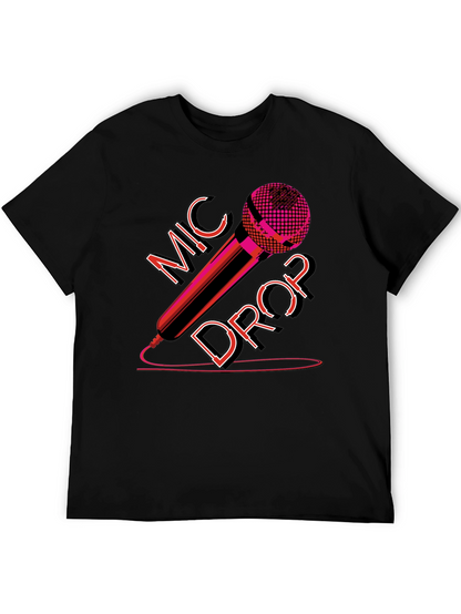 Mic Drop Graphic Tee - Black Cotton T-Shirt