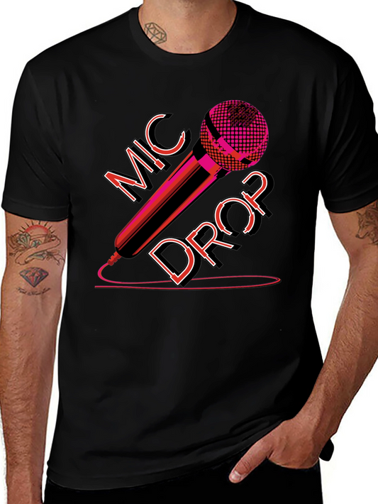 Mic Drop Graphic Tee - Black Cotton T-Shirt
