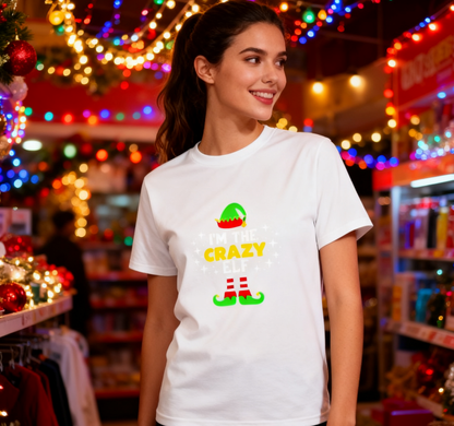I’m The Crazy Elf Christmas T-Shirt - 100% Cotton, Festive & Playful Tee for Holiday Gatherings & Casual Daily Wear