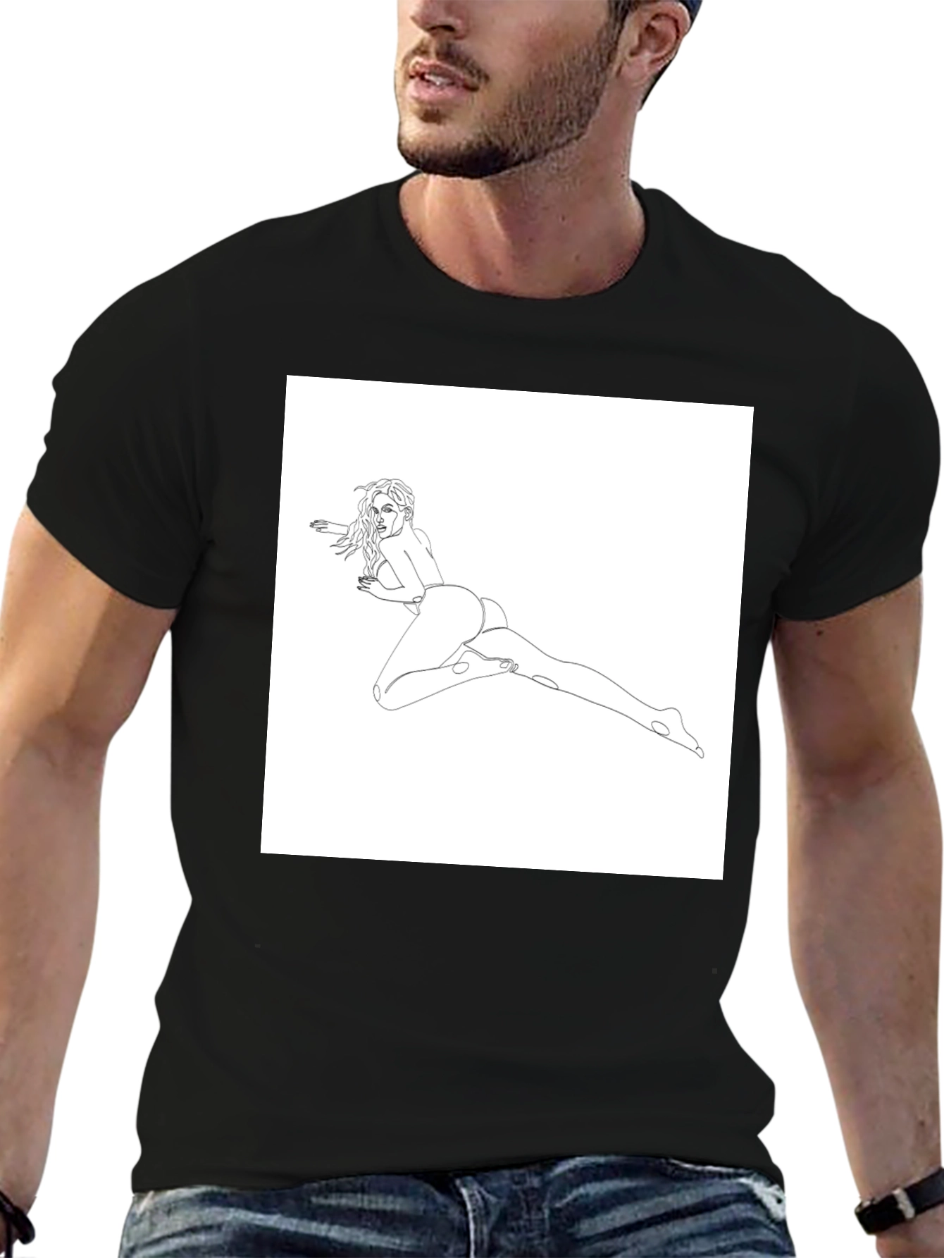 Line Art Womans T-Shirt - Black