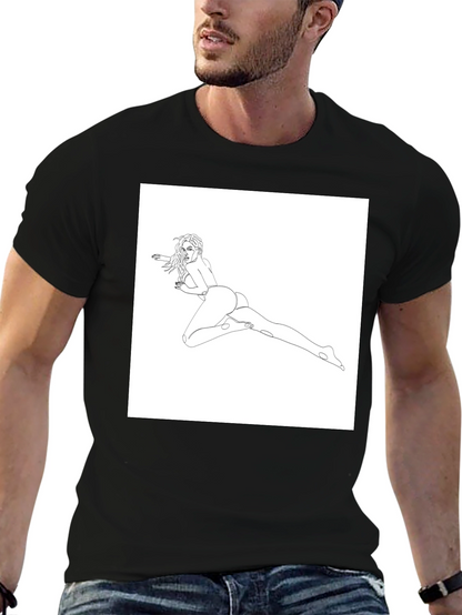 Line Art Womans T-Shirt - Black