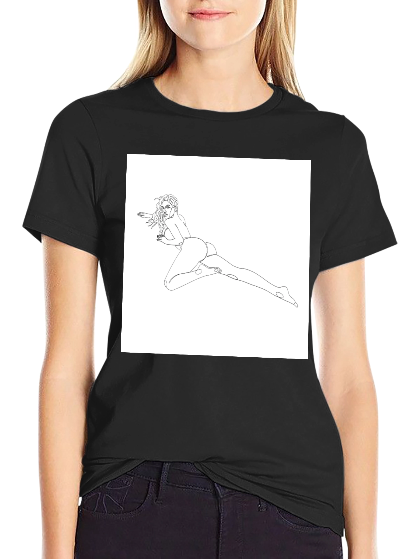 Line Art Womans T-Shirt - Black