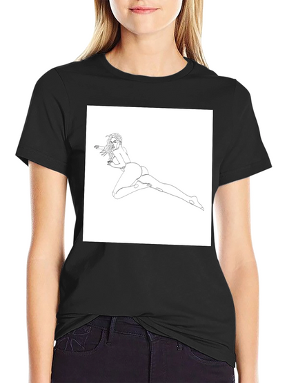 Line Art Womans T-Shirt - Black