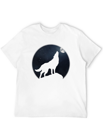 Wolf Howling at Moon Black T-Shirt