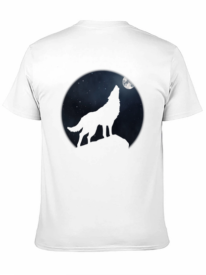 Wolf Howling at Moon Black T-Shirt