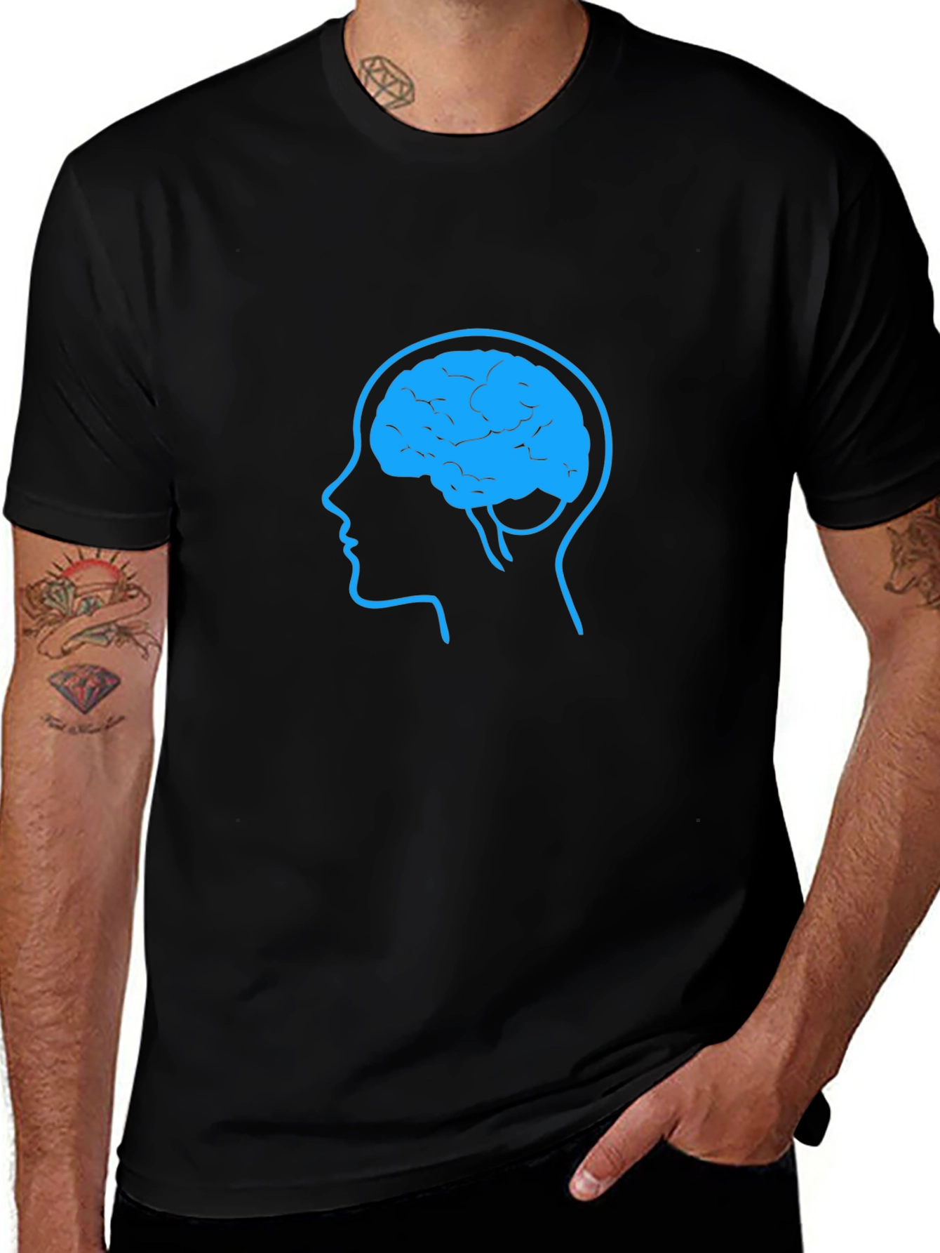Brain Graphic Tee - Black Cotton Blend