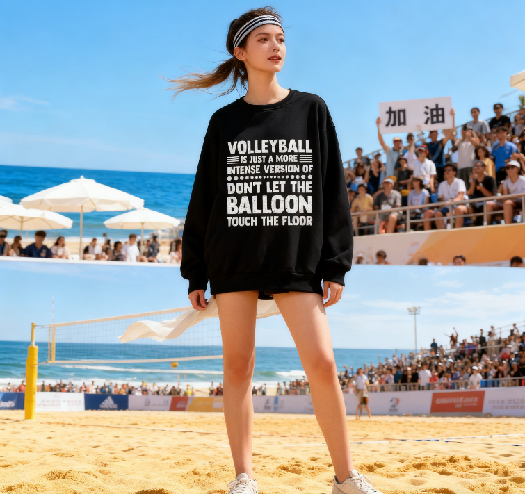 "Volleyball Is Just Intense Balloon Game" Humor Crewneck Sweatshirt