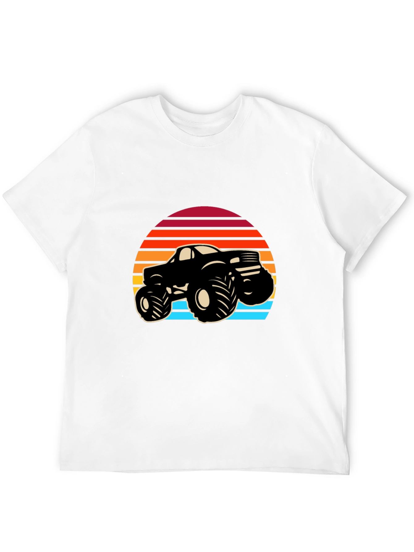 Retro Monster Truck Graphic Tee - Black Cotton Blend