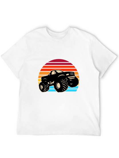 Retro Monster Truck Graphic Tee - Black Cotton Blend