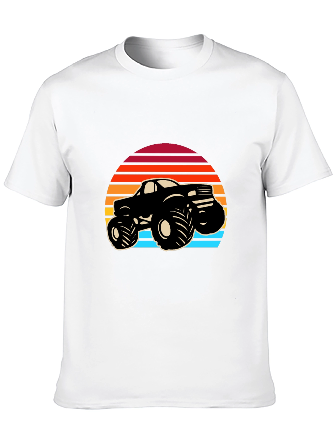 Retro Monster Truck Graphic Tee - Black Cotton Blend