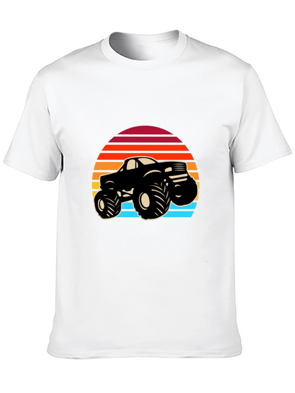 Retro Monster Truck Graphic Tee - Black Cotton Blend