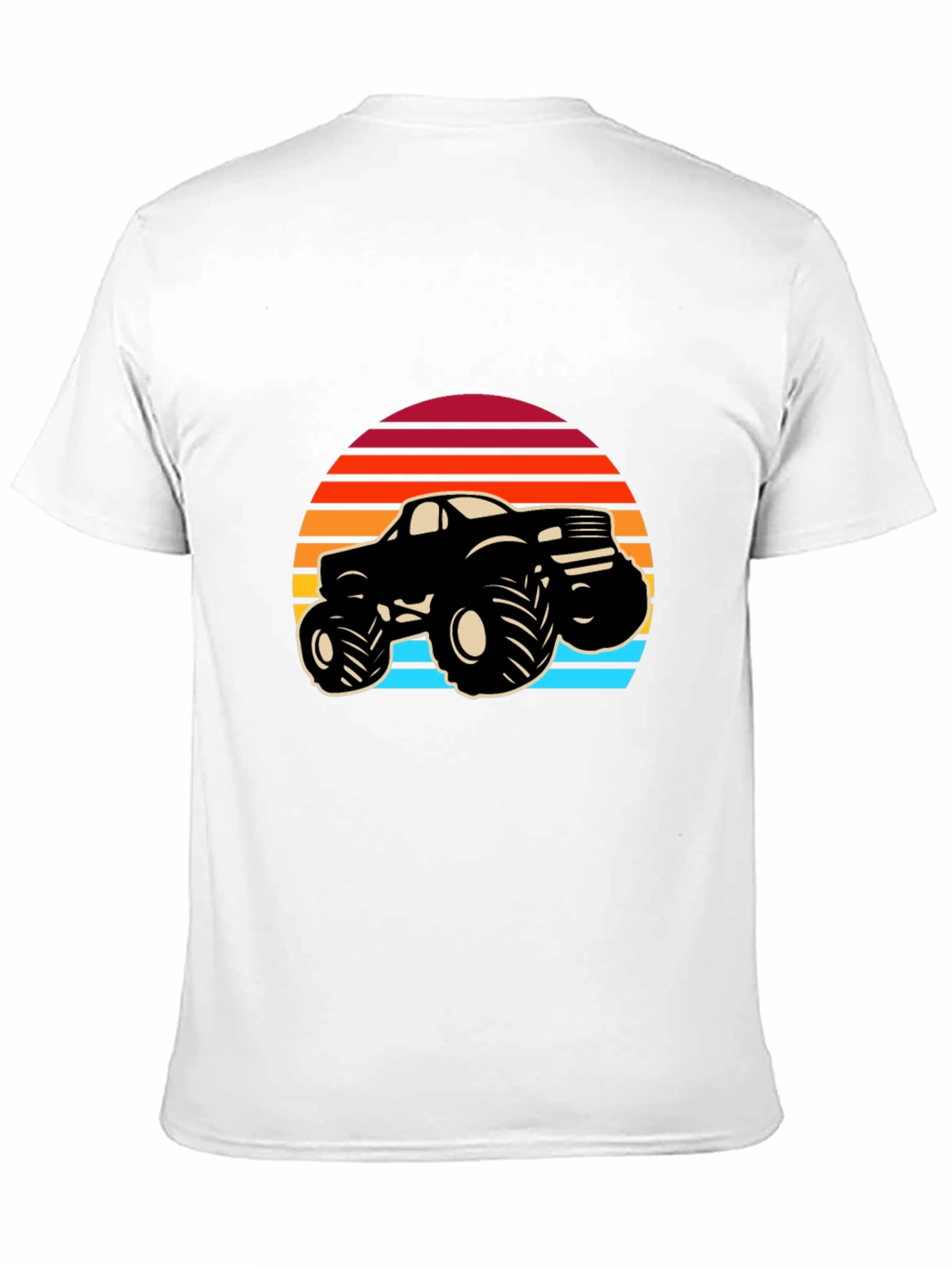 Retro Monster Truck Graphic Tee - Black Cotton Blend