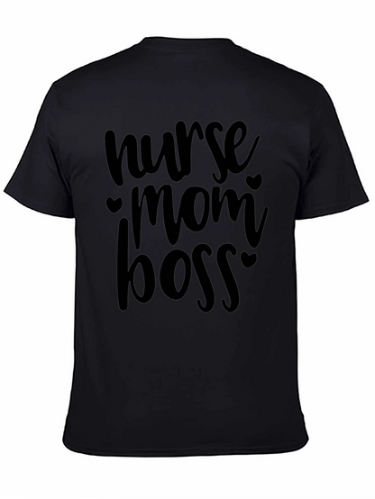 Nurse Mom Boss Graphic Tee - Black