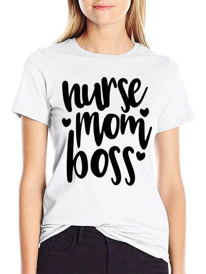 Nurse Mom Boss Graphic Tee - Black