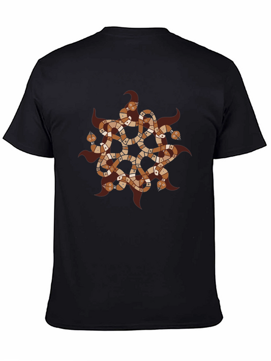 Serpent Mandala Graphic Tee - Black Cotton T-Shirt