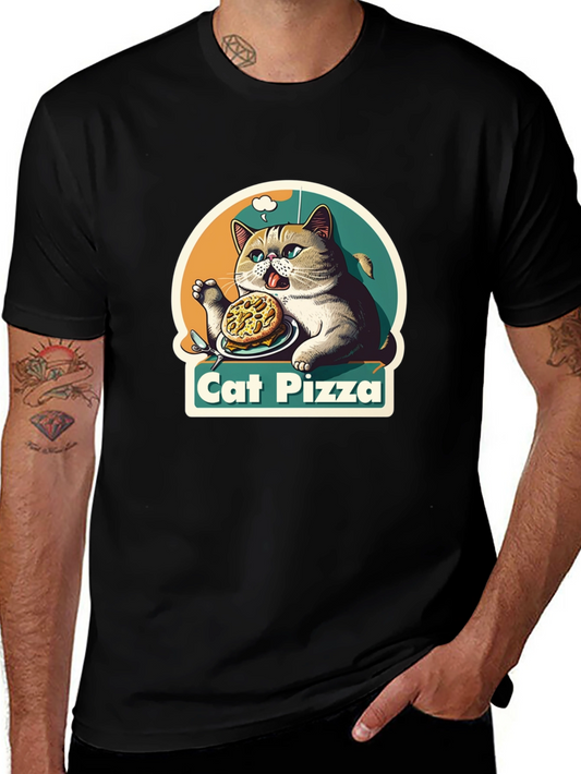 Cat Pizza Graphic T-Shirt