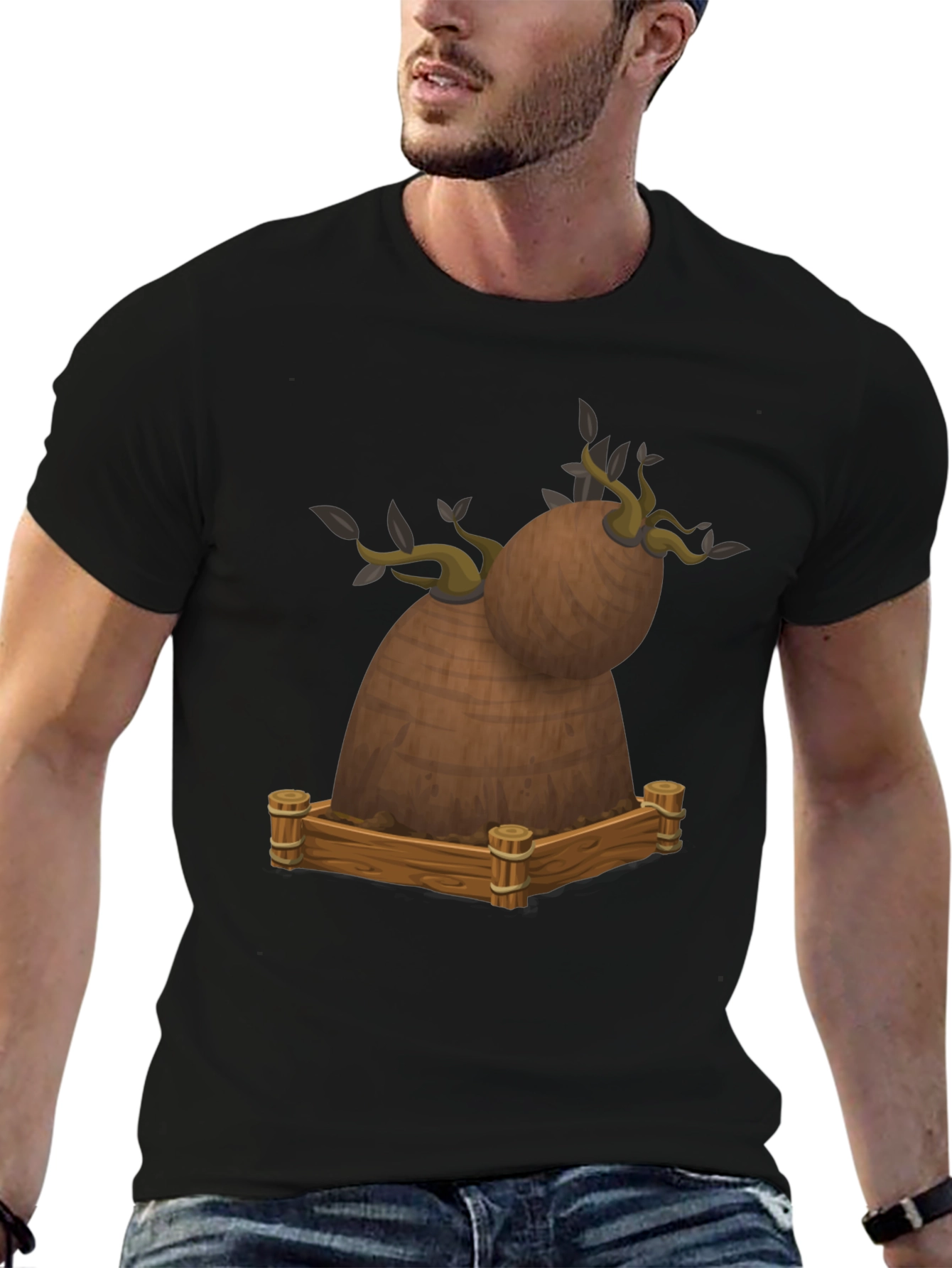 Novelty Cartoon Tree Stump Graphic Tee