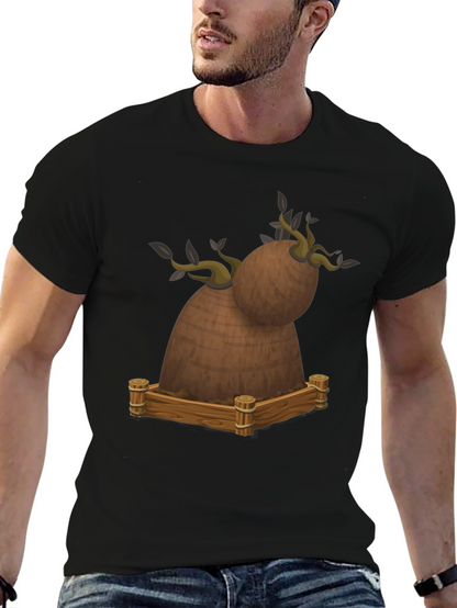 Novelty Cartoon Tree Stump Graphic Tee
