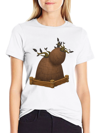 Novelty Cartoon Tree Stump Graphic Tee