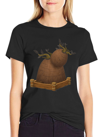 Novelty Cartoon Tree Stump Graphic Tee