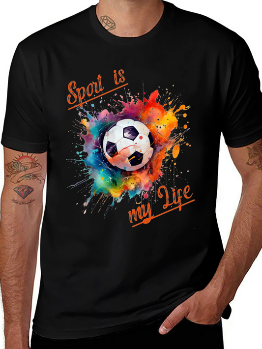Sport is My Life Soccer T-Shirt - Colorful Splash Design