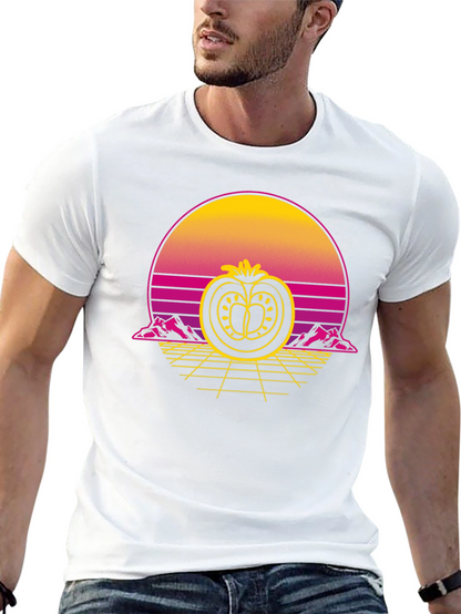 Retro Tomato Graphic Tee - Black Cotton T-Shirt