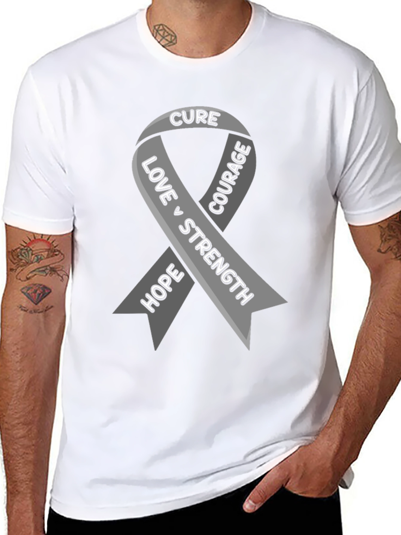 Ribbon Awareness Graphic Tee - Hope Love Strength