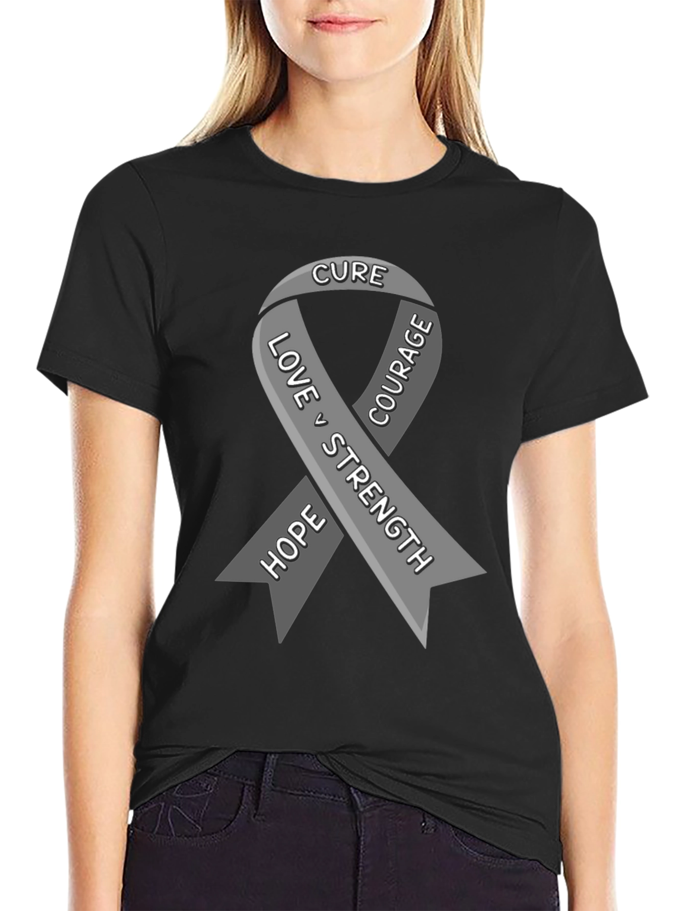 Ribbon Awareness Graphic Tee - Hope Love Strength