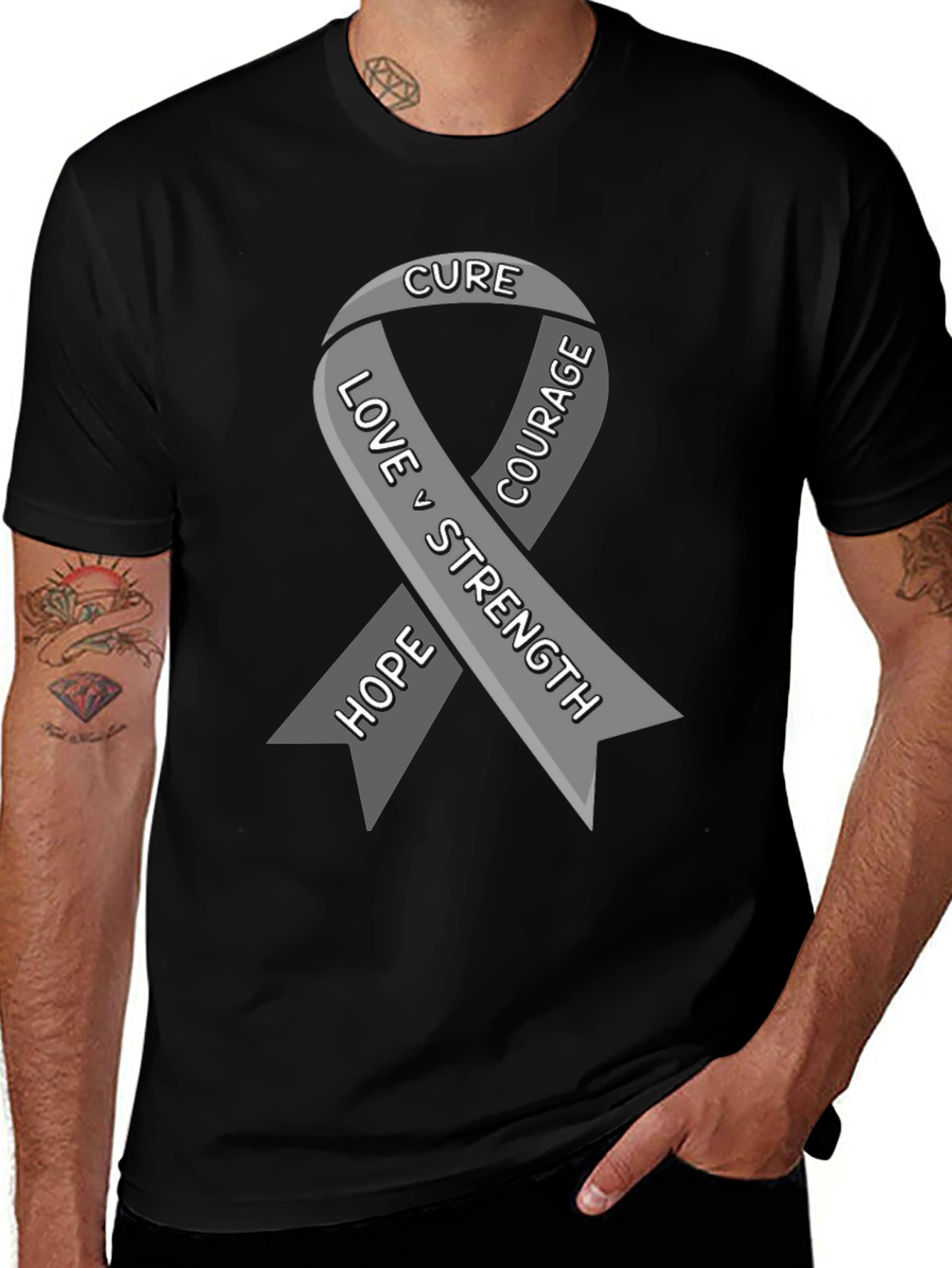Ribbon Awareness Graphic Tee - Hope Love Strength